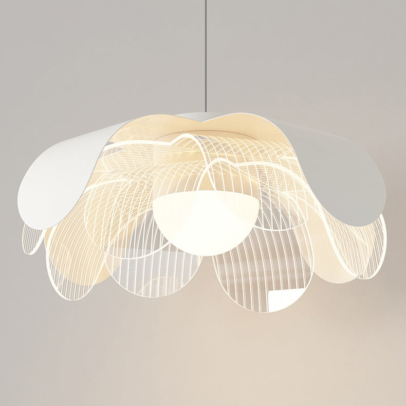 Moderne eklektische Blumen Eisen Acryl LED Pendelleuchte für Wohnzimmer 