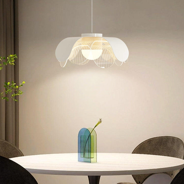 Moderne eklektische Blumen Eisen Acryl LED Pendelleuchte für Wohnzimmer 
