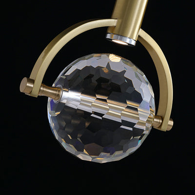 Modern Luxury Spherical Copper Crystal LED Pendant Light For Bedroom
