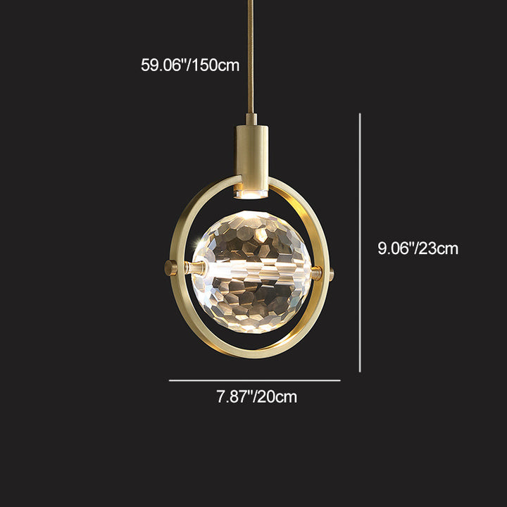 Lustre LED en cristal de cuivre sphérique moderne et luxueux pour chambre à coucher 