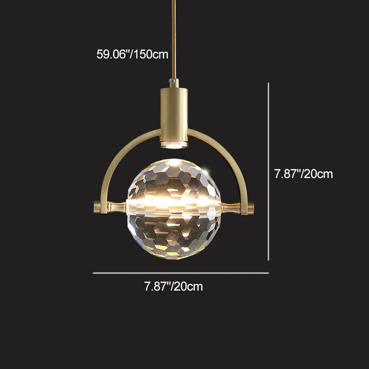 Lustre LED en cristal de cuivre sphérique moderne et luxueux pour chambre à coucher 