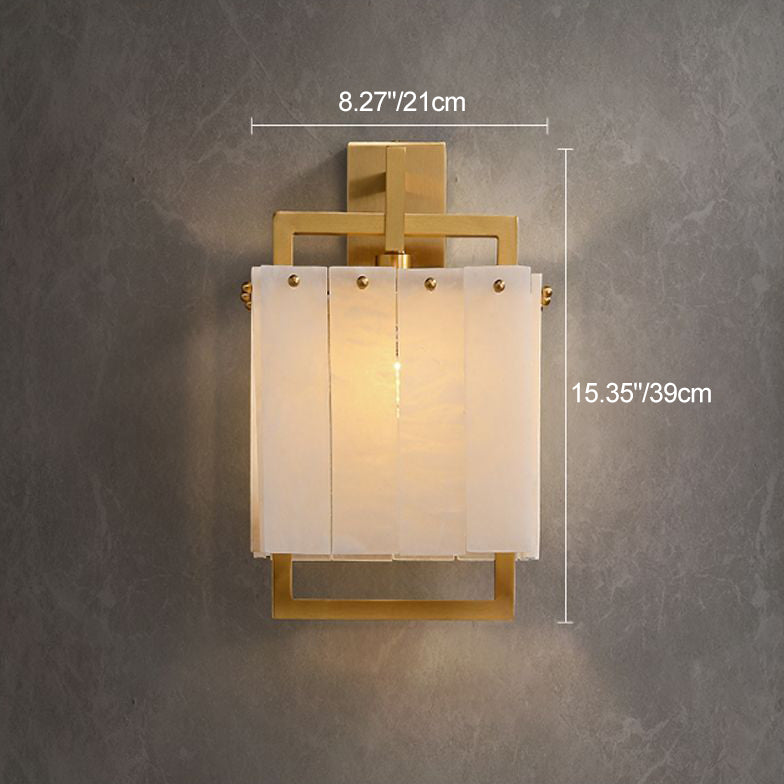 Applique murale 1 lumière en cuivre et marbre cubique moderne du milieu du siècle pour chambre à coucher 