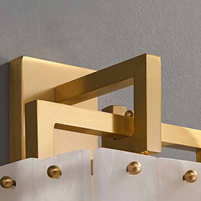 Applique murale 1 lumière en cuivre et marbre cubique moderne du milieu du siècle pour chambre à coucher 