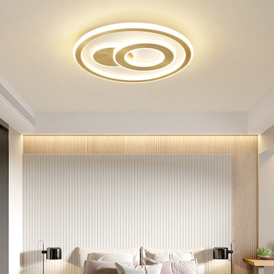 Contemporary Coastal Round Copper Acrylic LED Flush Mount Ceiling Light For Bedroom