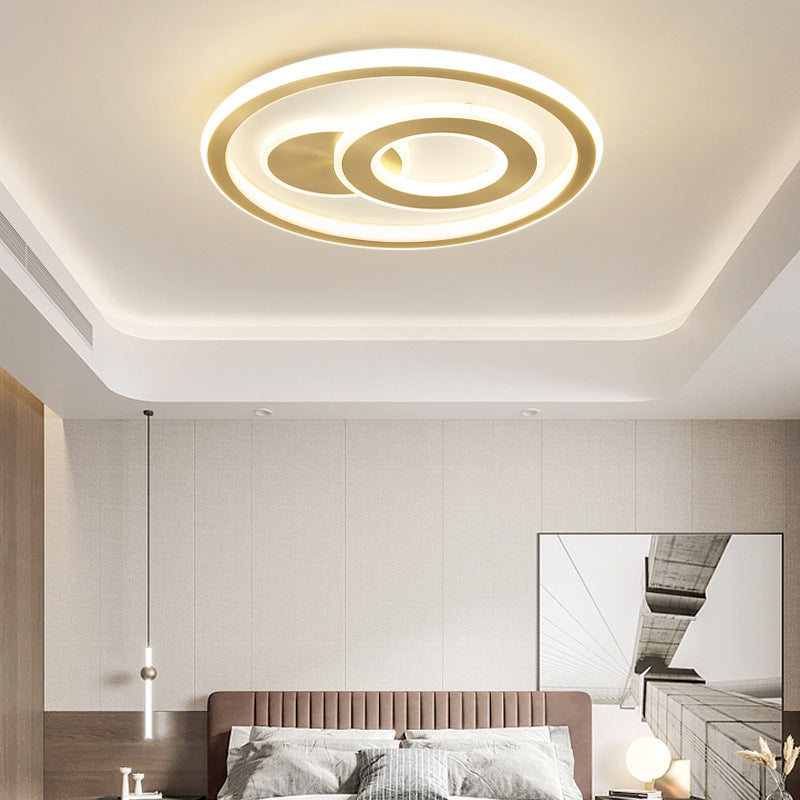 Contemporary Coastal Round Copper Acrylic LED Flush Mount Ceiling Light For Bedroom
