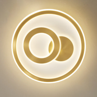 Contemporary Coastal Round Copper Acrylic LED Flush Mount Ceiling Light For Bedroom