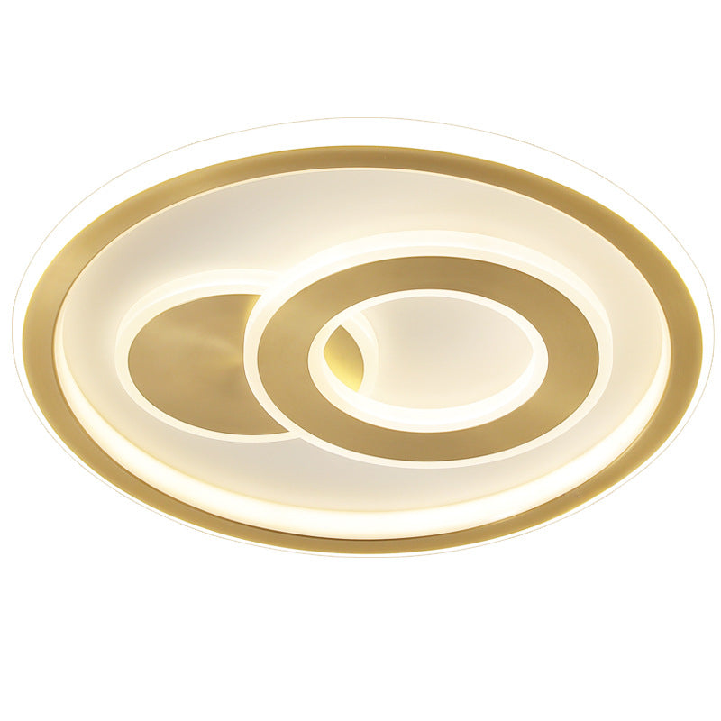 Contemporary Coastal Round Copper Acrylic LED Flush Mount Ceiling Light For Bedroom