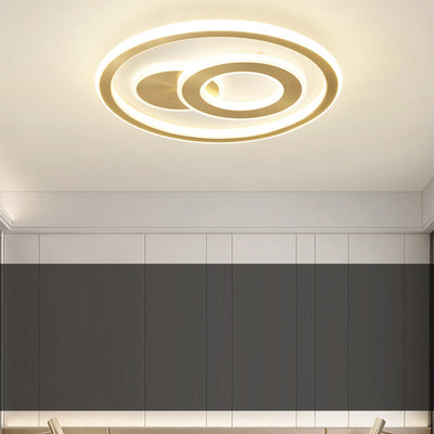 Contemporary Coastal Round Copper Acrylic LED Flush Mount Ceiling Light For Bedroom