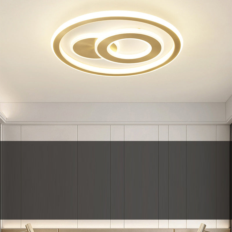 Contemporary Coastal Round Copper Acrylic LED Flush Mount Ceiling Light For Bedroom