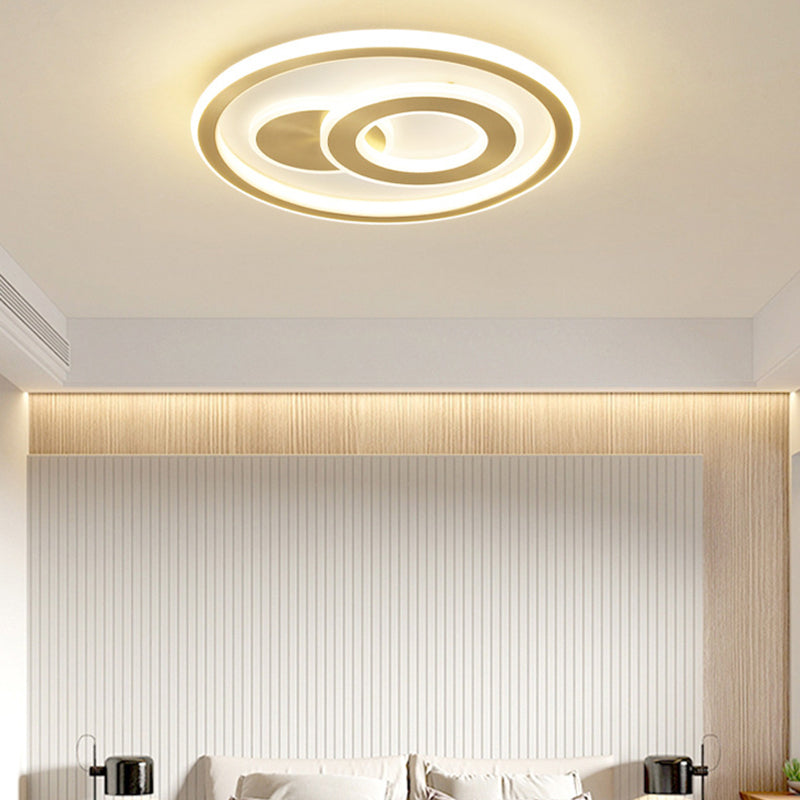 Zeitgenössische Küstenrunde Kupfer Acryl LED Deckenleuchte für das Schlafzimmer 