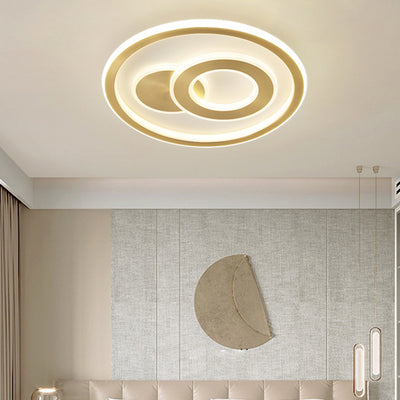 Contemporary Coastal Round Copper Acrylic LED Flush Mount Ceiling Light For Bedroom