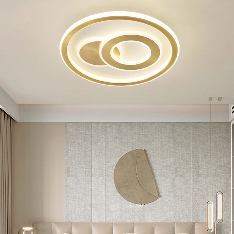 Contemporary Coastal Round Copper Acrylic LED Flush Mount Ceiling Light For Bedroom