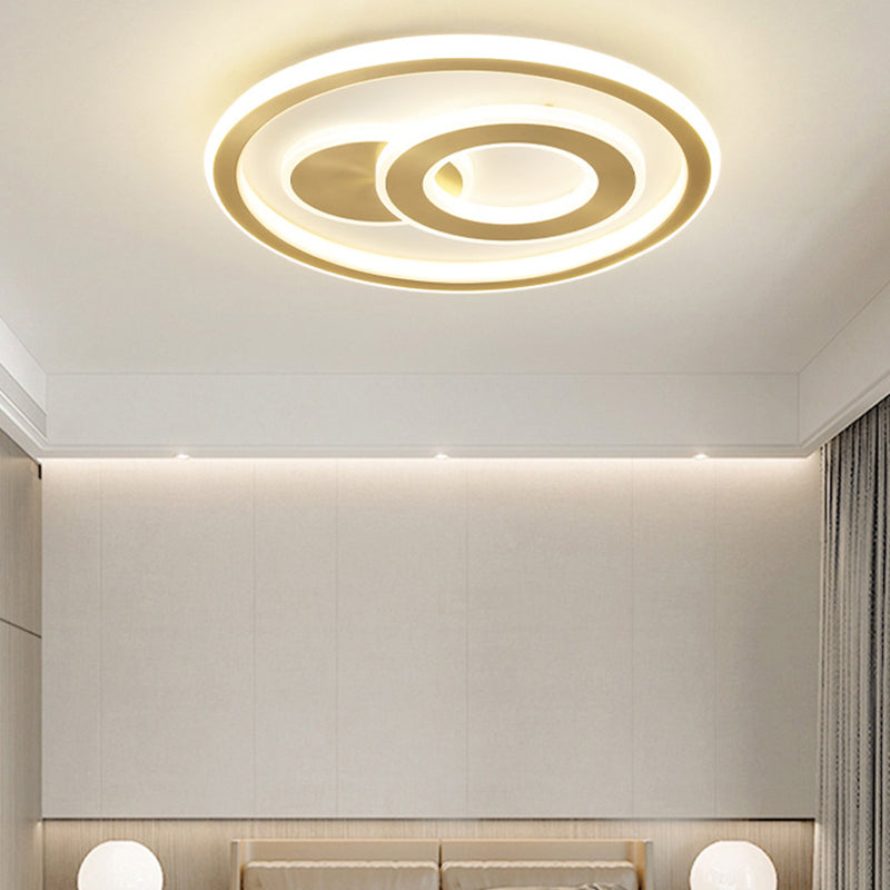 Contemporary Coastal Round Copper Acrylic LED Flush Mount Ceiling Light For Bedroom