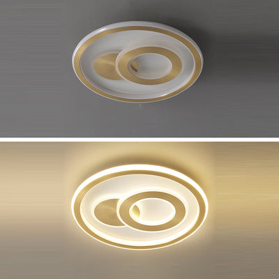 Contemporary Coastal Round Copper Acrylic LED Flush Mount Ceiling Light For Bedroom
