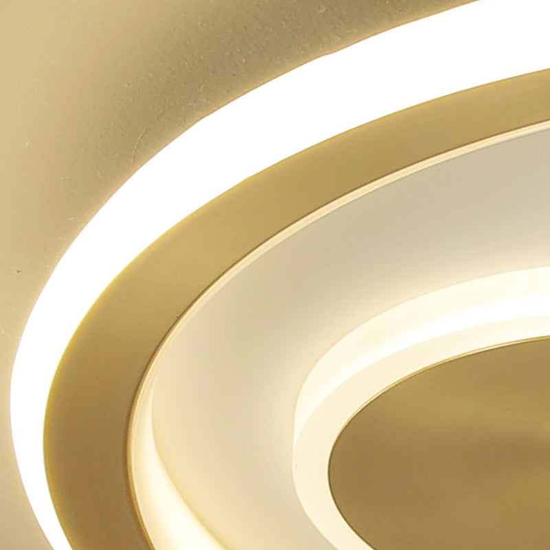 Contemporary Coastal Round Copper Acrylic LED Flush Mount Ceiling Light For Bedroom