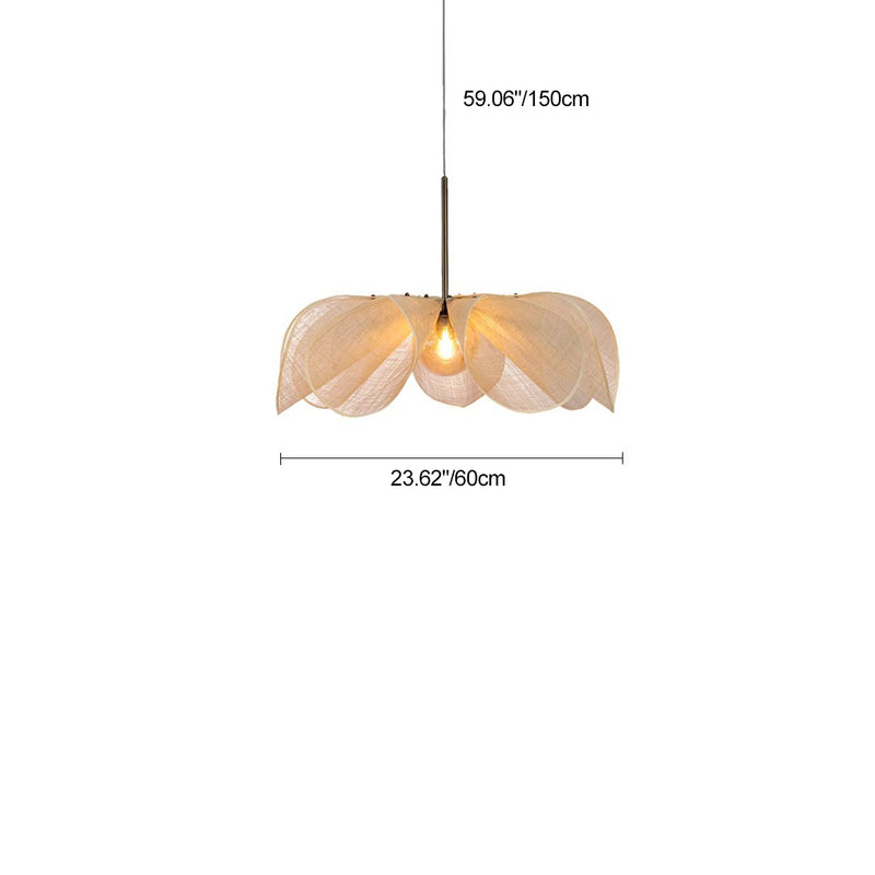 Modern Eclectic Flower Musa Textilis Metal 1-Light Pendant Light For Living Room
