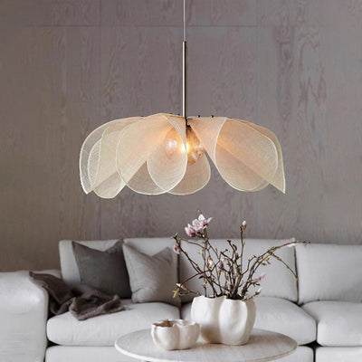 Modern Eclectic Flower Musa Textilis Metal 1-Light Pendant Light For Living Room