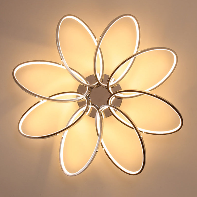 Contemporary Scandinavian Multiple Rings Acrylic Aluminum LED Semi-Flush Mount Ceiling Light For Bedroom