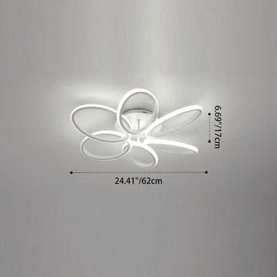 Contemporary Scandinavian Multiple Rings Acrylic Aluminum LED Semi-Flush Mount Ceiling Light For Bedroom