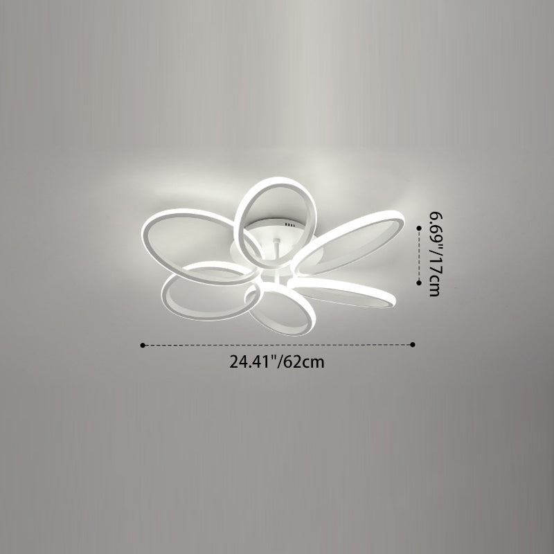 Contemporary Scandinavian Multiple Rings Acrylic Aluminum LED Semi-Flush Mount Ceiling Light For Bedroom