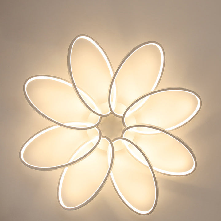 Plafonnier semi-encastré à LED en acrylique et aluminium avec anneaux multiples scandinaves contemporains pour chambre 