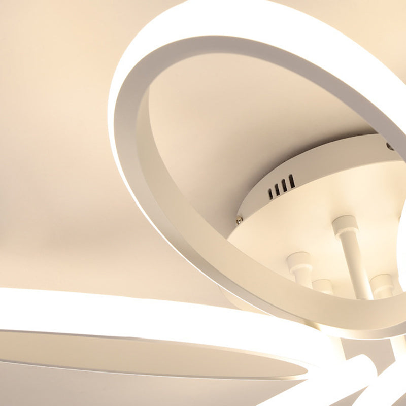 Contemporary Scandinavian Multiple Rings Acrylic Aluminum LED Semi-Flush Mount Ceiling Light For Bedroom