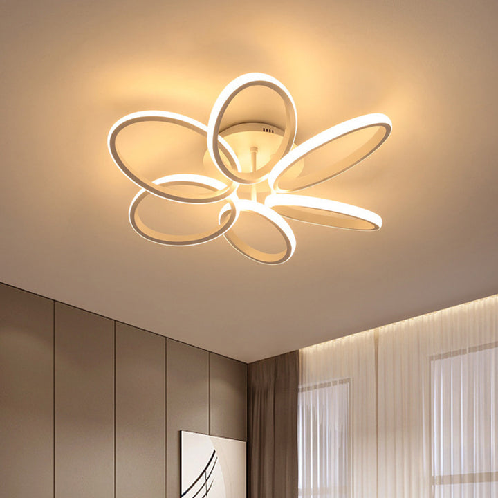 Plafonnier semi-encastré à LED en acrylique et aluminium avec anneaux multiples scandinaves contemporains pour chambre 
