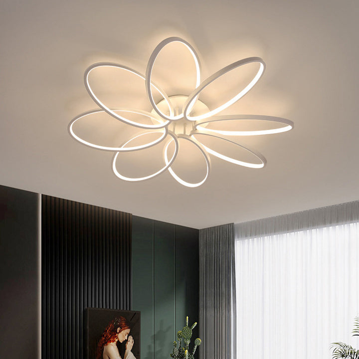 Plafonnier semi-encastré à LED en acrylique et aluminium avec anneaux multiples scandinaves contemporains pour chambre 