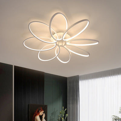 Contemporary Scandinavian Multiple Rings Acrylic Aluminum LED Semi-Flush Mount Ceiling Light For Bedroom