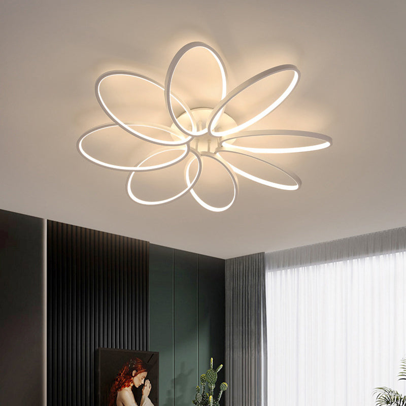 Contemporary Scandinavian Multiple Rings Acrylic Aluminum LED Semi-Flush Mount Ceiling Light For Bedroom