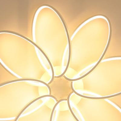 Contemporary Scandinavian Multiple Rings Acrylic Aluminum LED Semi-Flush Mount Ceiling Light For Bedroom