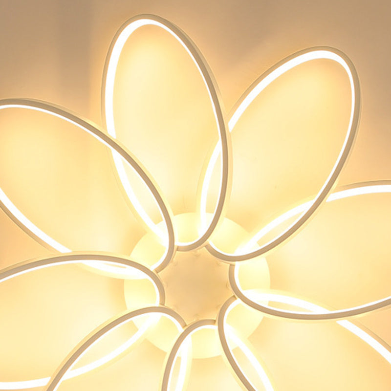 Contemporary Scandinavian Multiple Rings Acrylic Aluminum LED Semi-Flush Mount Ceiling Light For Bedroom