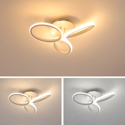 Contemporary Scandinavian Multiple Rings Acrylic Aluminum LED Semi-Flush Mount Ceiling Light For Bedroom