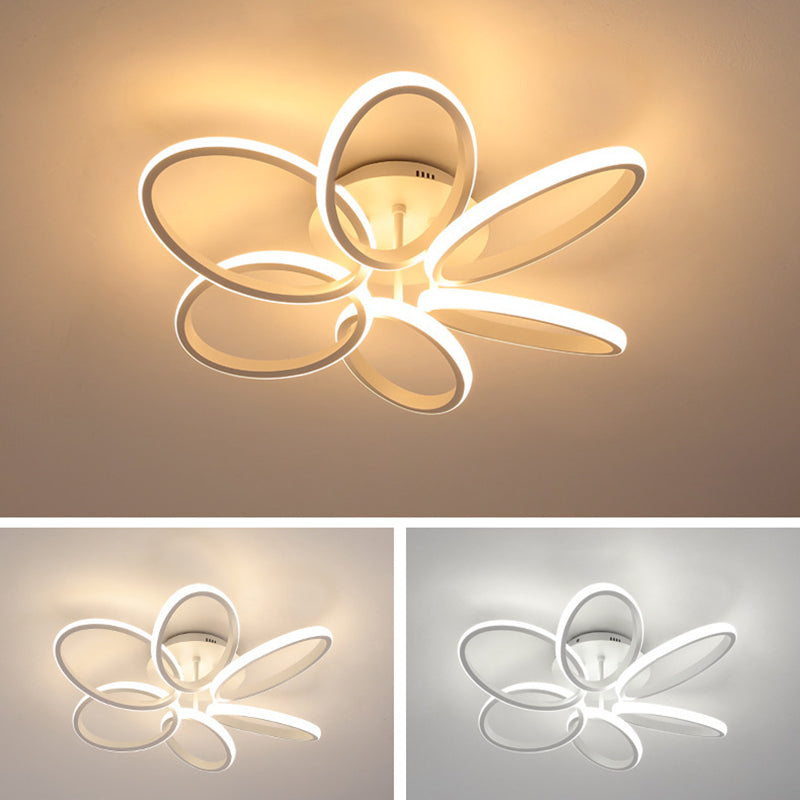 Plafonnier semi-encastré à LED en acrylique et aluminium avec anneaux multiples scandinaves contemporains pour chambre 