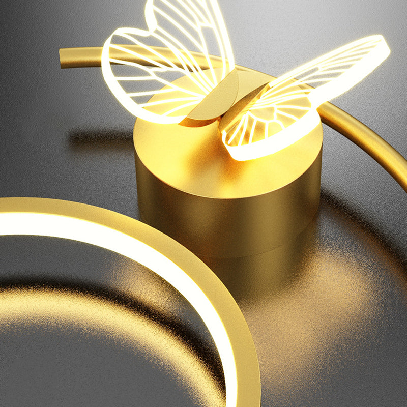 Modern Simplicity Butterfly Circle Iron Silicone Strip LED Wall Sconce Lamp For Bedroom