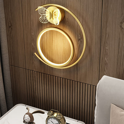Modern Simplicity Butterfly Circle Iron Silicone Strip LED Wall Sconce Lamp For Bedroom