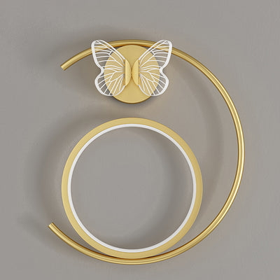 Modern Simplicity Butterfly Circle Iron Silicone Strip LED Wall Sconce Lamp For Bedroom