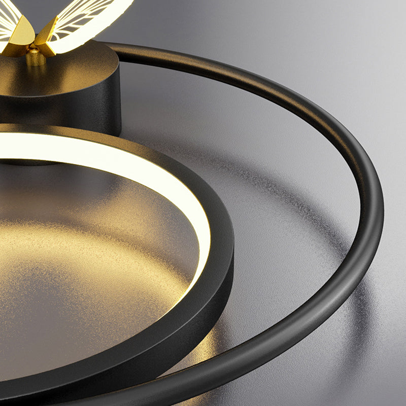Modern Simplicity Butterfly Circle Iron Silicone Strip LED Wall Sconce Lamp For Bedroom