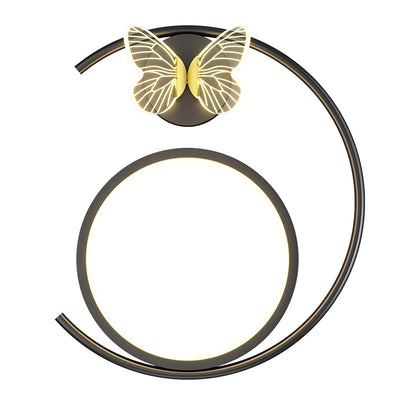 Modern Simplicity Butterfly Circle Iron Silicone Strip LED Wall Sconce Lamp For Bedroom