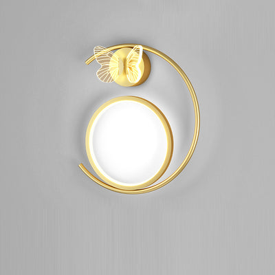 Modern Simplicity Butterfly Circle Iron Silicone Strip LED Wall Sconce Lamp For Bedroom