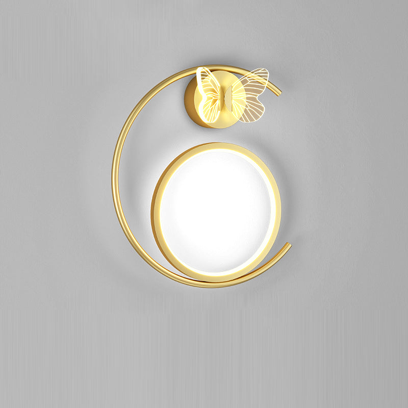 Modern Simplicity Butterfly Circle Iron Silicone Strip LED Wall Sconce Lamp For Bedroom