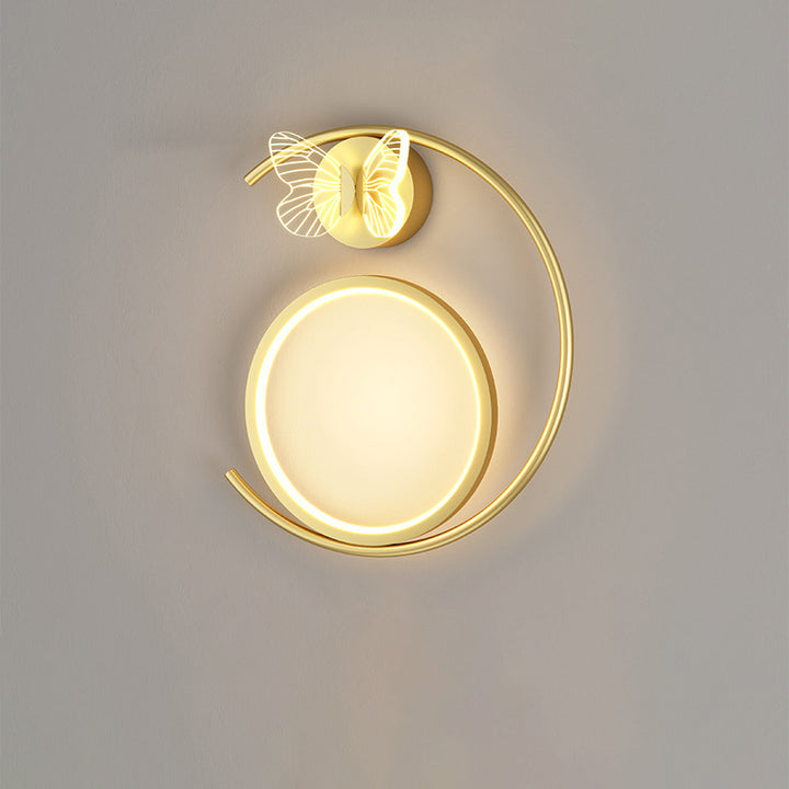 Modern Simplicity Butterfly Circle Iron Silicone Strip LED Wall Sconce Lamp For Bedroom