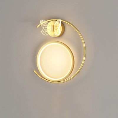 Modern Simplicity Butterfly Circle Iron Silicone Strip LED Wall Sconce Lamp For Bedroom