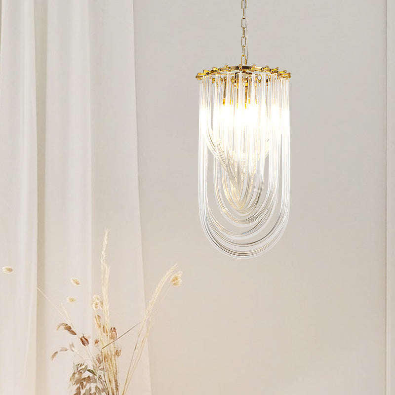 Modern Luxury Oval Iron Glass 1-Light Pendant Light For Living Room