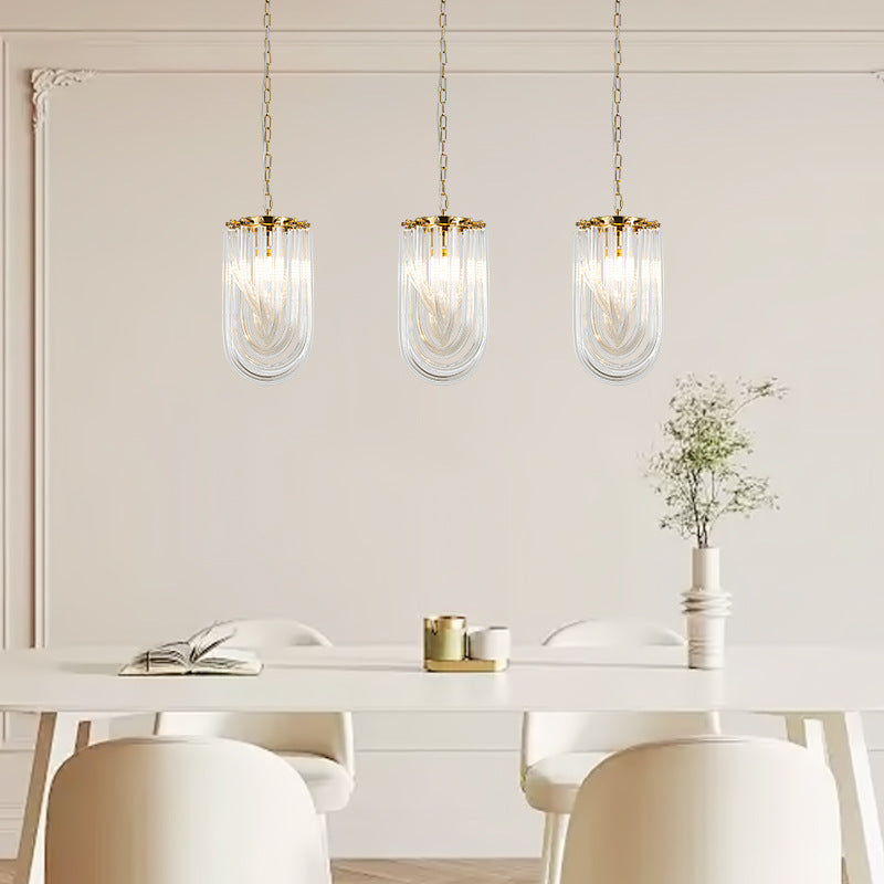 Modern Luxury Oval Iron Glass 1-Light Pendant Light For Living Room