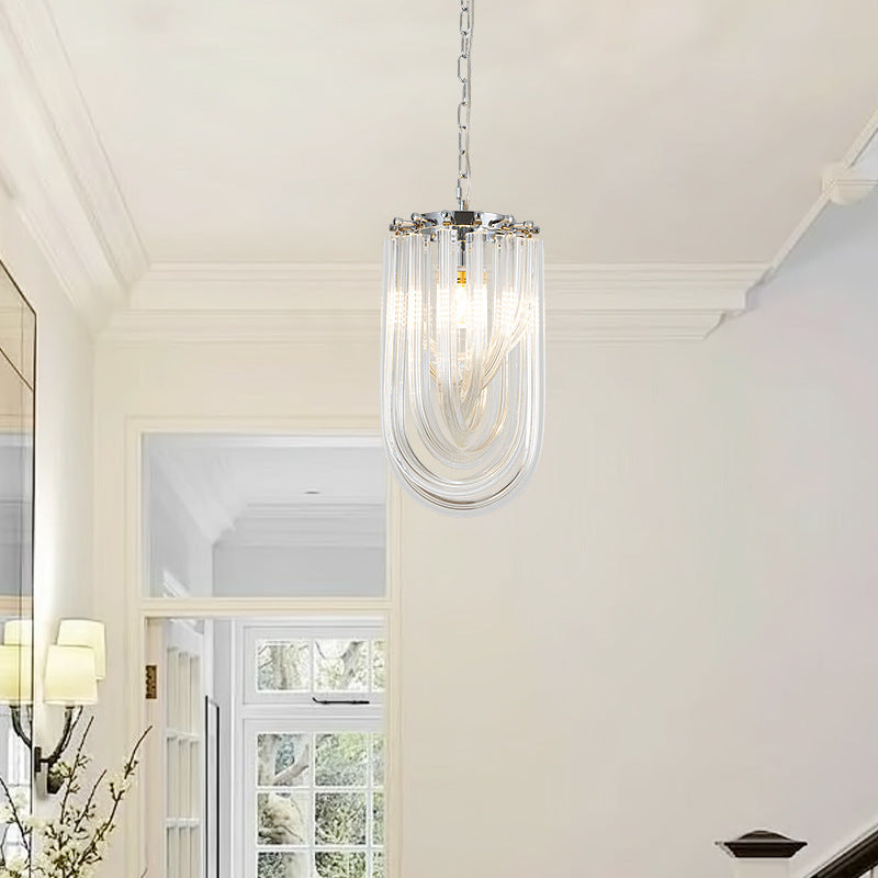 Modern Luxury Oval Iron Glass 1-Light Pendant Light For Living Room