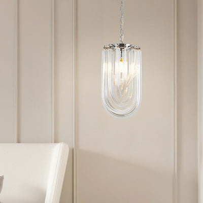 Modern Luxury Oval Iron Glass 1-Light Pendant Light For Living Room