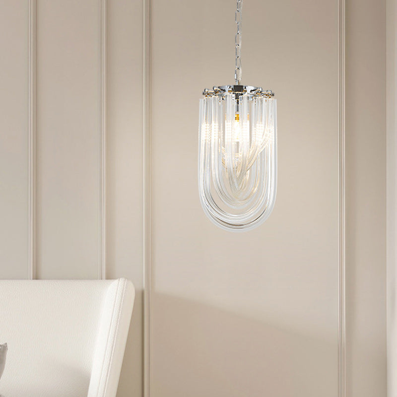 Modern Luxury Oval Iron Glass 1-Light Pendant Light For Living Room