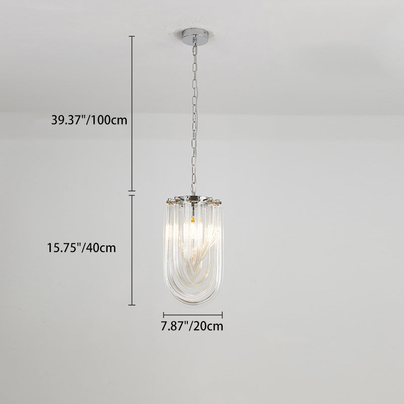Modern Luxury Oval Iron Glass 1-Light Pendant Light For Living Room