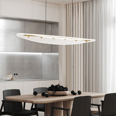 Modern Luxury Oval Aluminum Acrylic LED Chandelier Island Light For Living Room
